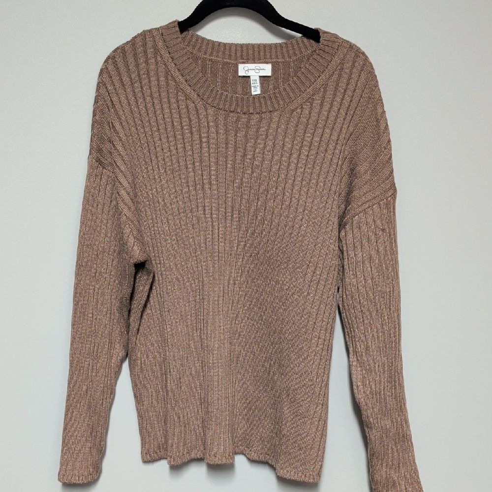 Jessica Simpson Brown Ribbed Crew Neck Sweater